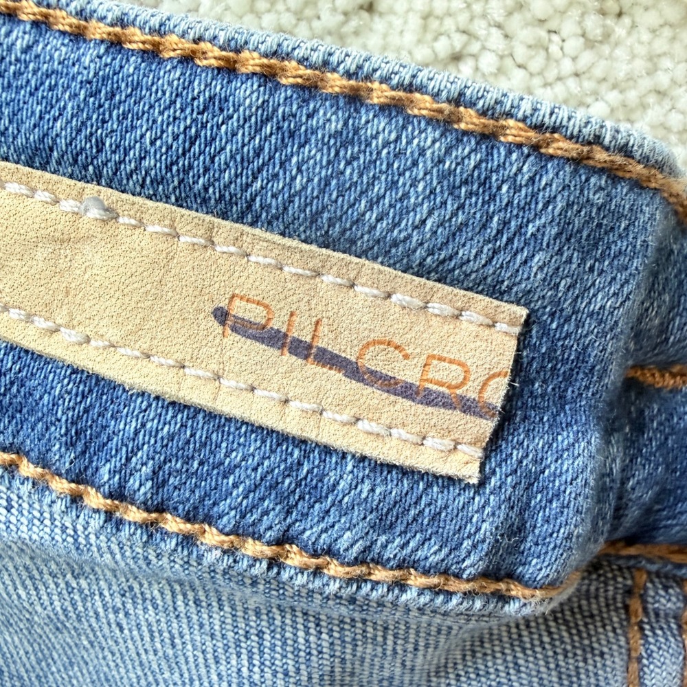 Pilcro Wide Leg Jeans Women 28 Blue High Rise Horsebit Buckle Patch Pockets - Picture 9 of 16